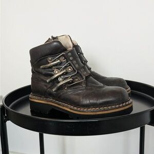 Vintage Geier Wally Austrian Leather Hiking Boots Brown EU 37 Lug Sole Alpine